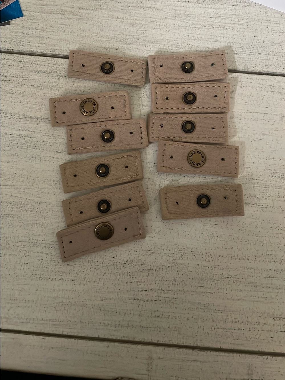 Nude Leather Snap Tabs with Metal Studs